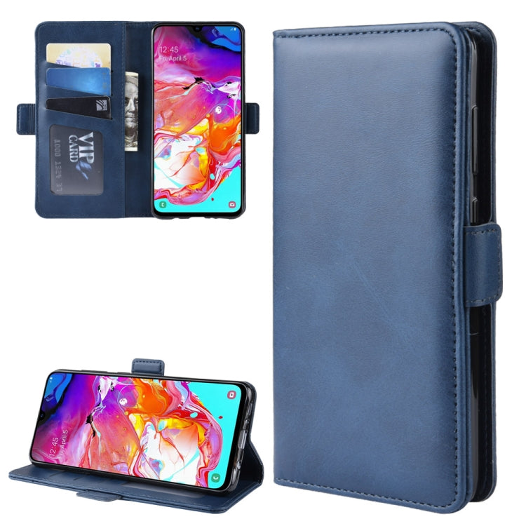 For Galaxy A70 Double Buckle Crazy Horse Business Mobile Phone Holster with Card Wallet Bracket Function