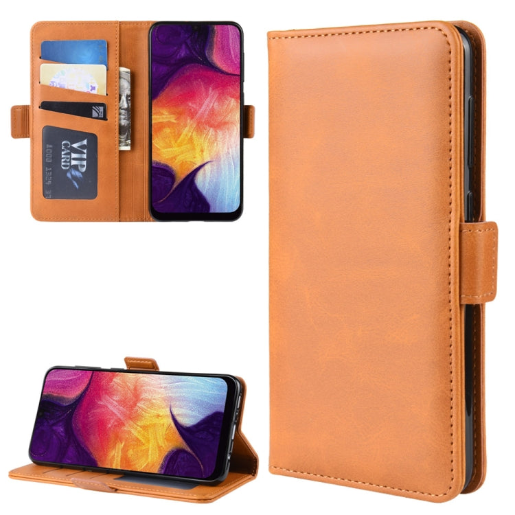 For Galaxy A50/ A30s / A50s Double Buckle Crazy Horse Business Mobile Phone Holster with Card Wallet Bracket Function