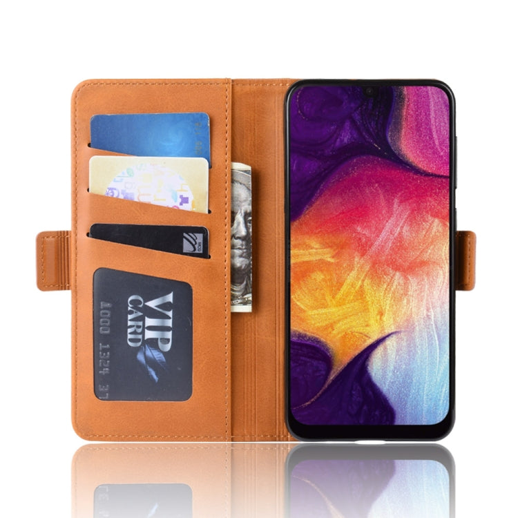 For Galaxy A50/ A30s / A50s Double Buckle Crazy Horse Business Mobile Phone Holster with Card Wallet Bracket Function