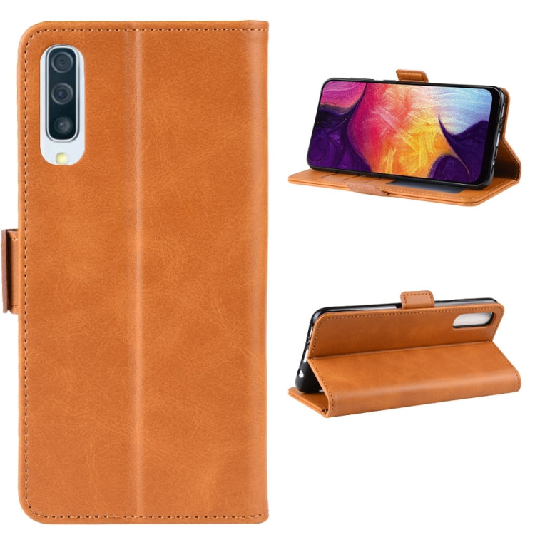 For Galaxy A50/ A30s / A50s Double Buckle Crazy Horse Business Mobile Phone Holster with Card Wallet Bracket Function