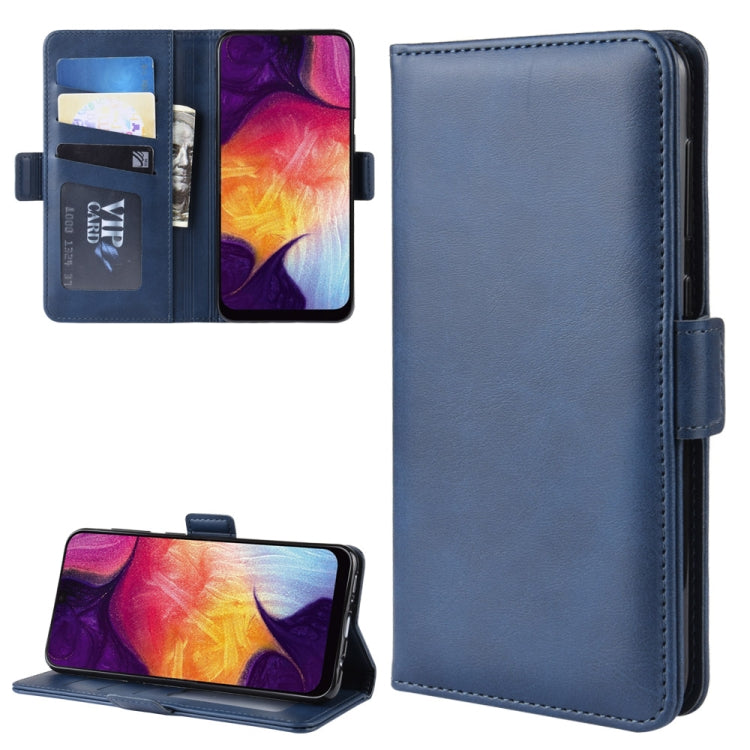 For Galaxy A50/ A30s / A50s Double Buckle Crazy Horse Business Mobile Phone Holster with Card Wallet Bracket Function