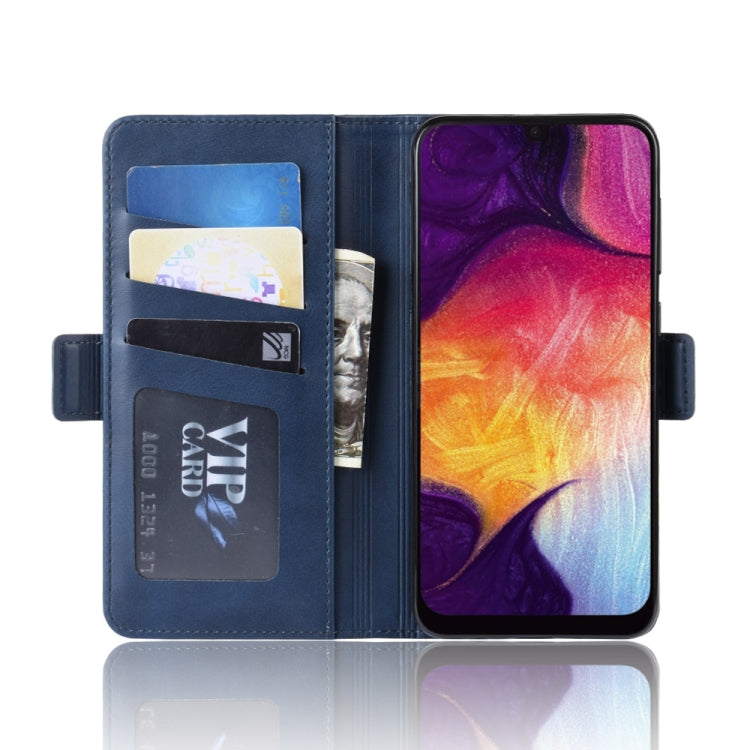 For Galaxy A50/ A30s / A50s Double Buckle Crazy Horse Business Mobile Phone Holster with Card Wallet Bracket Function