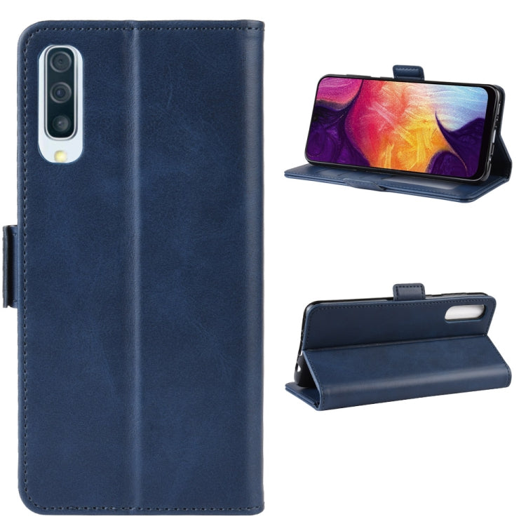 For Galaxy A50/ A30s / A50s Double Buckle Crazy Horse Business Mobile Phone Holster with Card Wallet Bracket Function