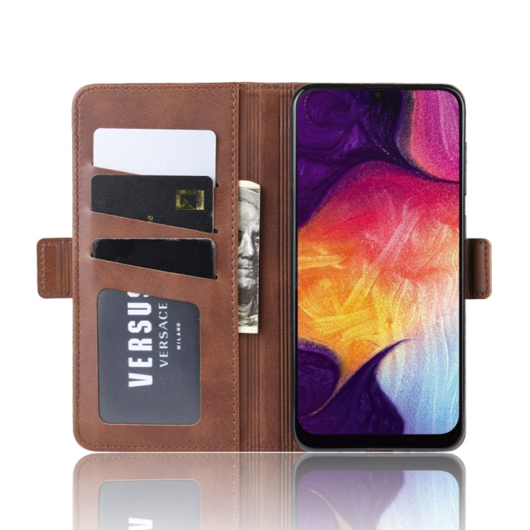 For Galaxy A50/ A30s / A50s Double Buckle Crazy Horse Business Mobile Phone Holster with Card Wallet Bracket Function