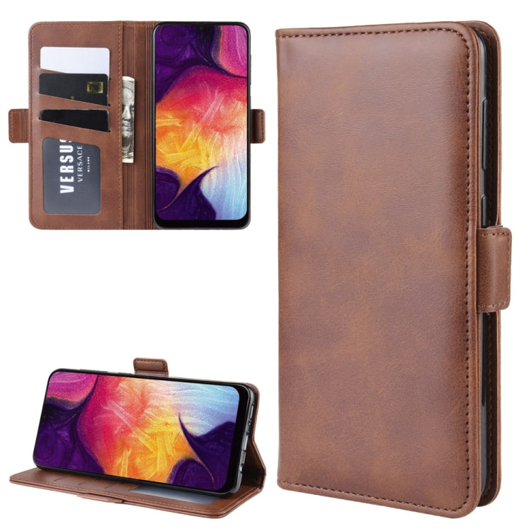 For Galaxy A50/ A30s / A50s Double Buckle Crazy Horse Business Mobile Phone Holster with Card Wallet Bracket Function