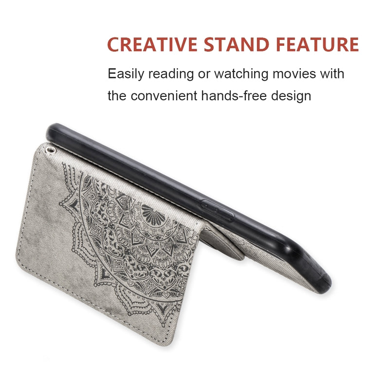 For Xiaomi Redmi Note 7 / Note 7 Pro Mandala Embossed Magnetic Cloth PU + TPU + PC Case with Holder & Card Slots & Wallet & Photo Frame & Strap