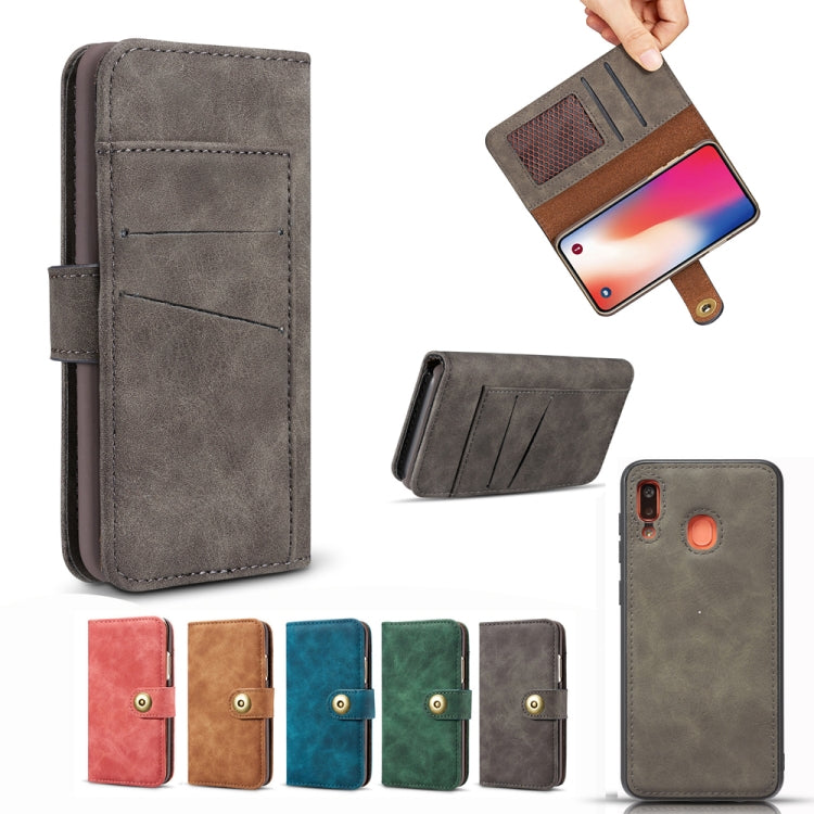 For Galaxy A20e Retro Magnetic Detachable Horizontal Flip Leather Case with Card Slots & Wallet & Photo Frame