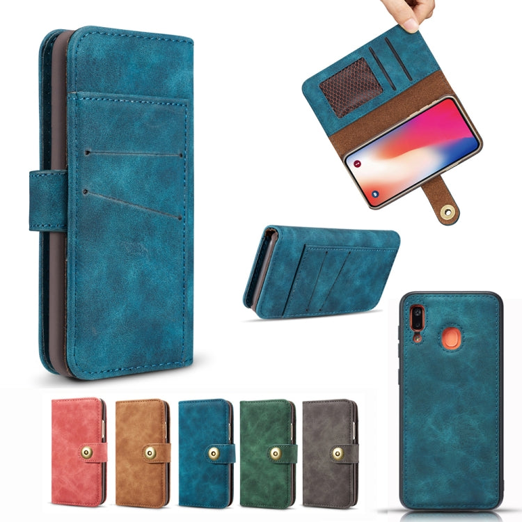 For Galaxy A20e Retro Magnetic Detachable Horizontal Flip Leather Case with Card Slots & Wallet & Photo Frame