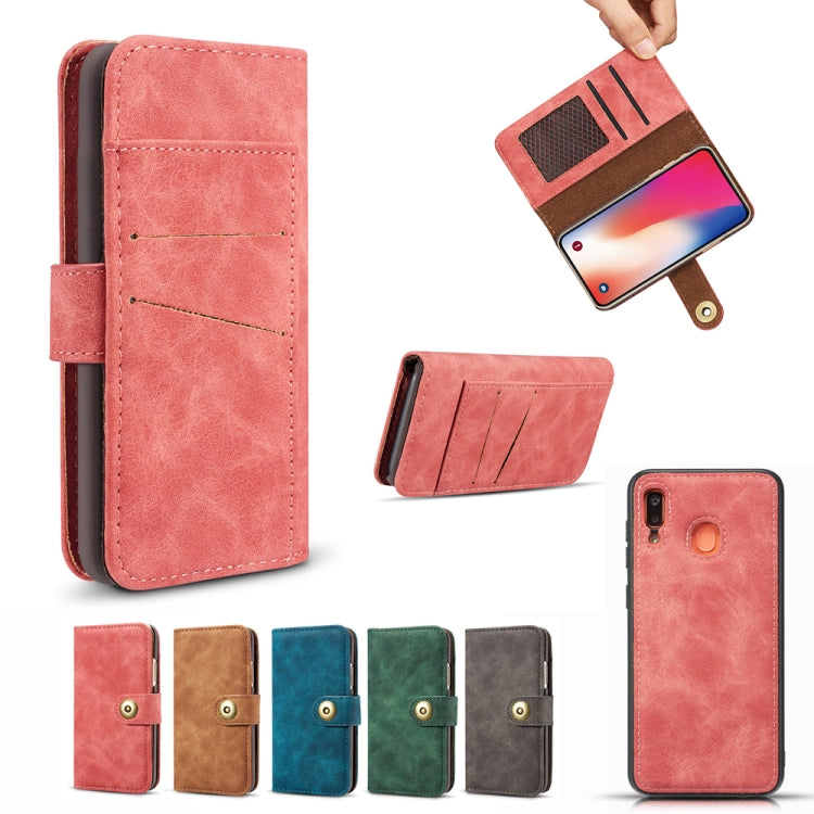 For Galaxy A20e Retro Magnetic Detachable Horizontal Flip Leather Case with Card Slots & Wallet & Photo Frame