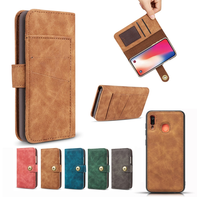 For Galaxy A30 Retro Magnetic Detachable Horizontal Flip Leather Case with Card Slots & Wallet & Photo Frame