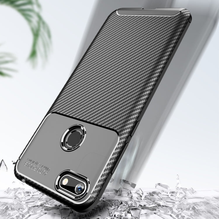For Motorola Moto E6 Play Carbon Fiber Texture Shockproof TPU Case(Black)