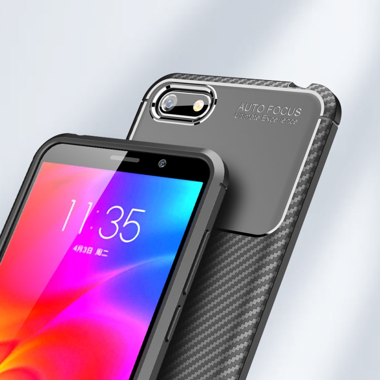 For Motorola Moto E6 Play Carbon Fiber Texture Shockproof TPU Case(Black)