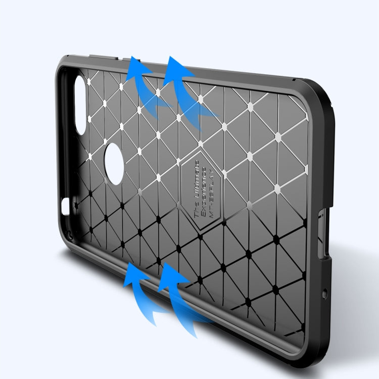 For Motorola Moto E6 Play Carbon Fiber Texture Shockproof TPU Case(Black)