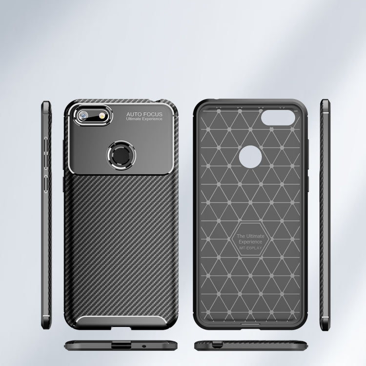 For Motorola Moto E6 Play Carbon Fiber Texture Shockproof TPU Case(Black)