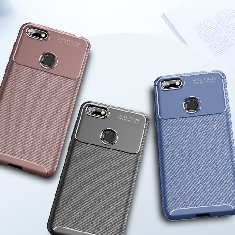 For Motorola Moto E6 Play Carbon Fiber Texture Shockproof TPU Case(Black)