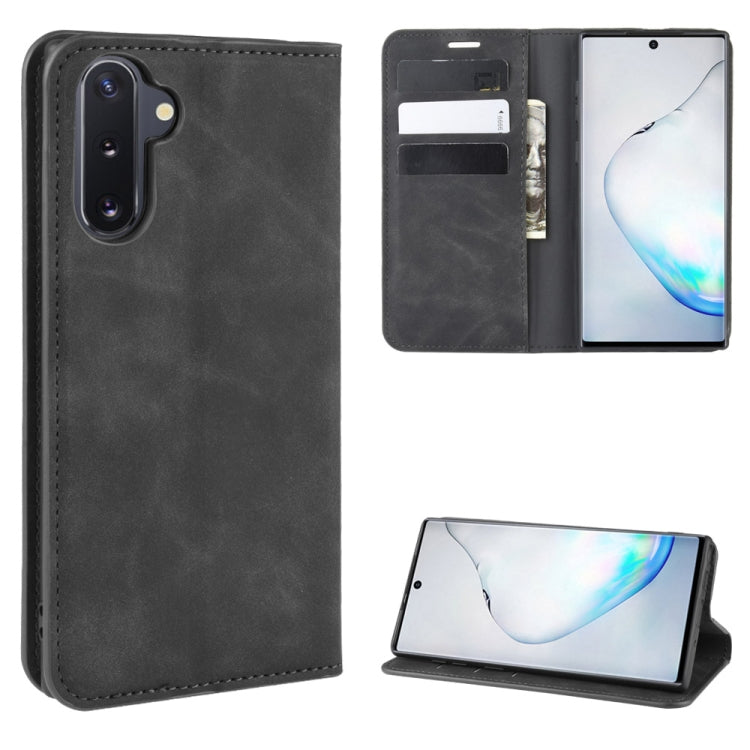 For Galaxy Note10 Retro-skin Business Magnetic Suction Leather Case with Holder & Card Slots & Wallet