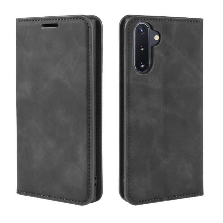 For Galaxy Note10 Retro-skin Business Magnetic Suction Leather Case with Holder & Card Slots & Wallet