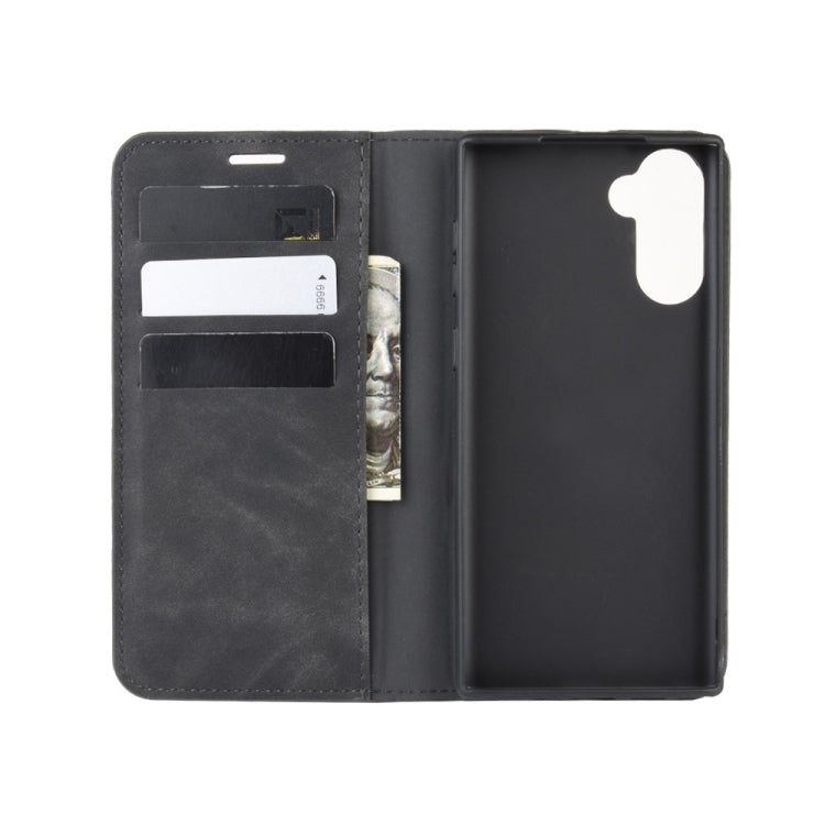 For Galaxy Note10 Retro-skin Business Magnetic Suction Leather Case with Holder & Card Slots & Wallet