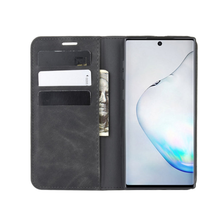 For Galaxy Note10 Retro-skin Business Magnetic Suction Leather Case with Holder & Card Slots & Wallet