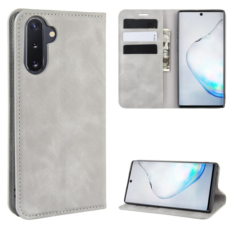 For Galaxy Note10 Retro-skin Business Magnetic Suction Leather Case with Holder & Card Slots & Wallet