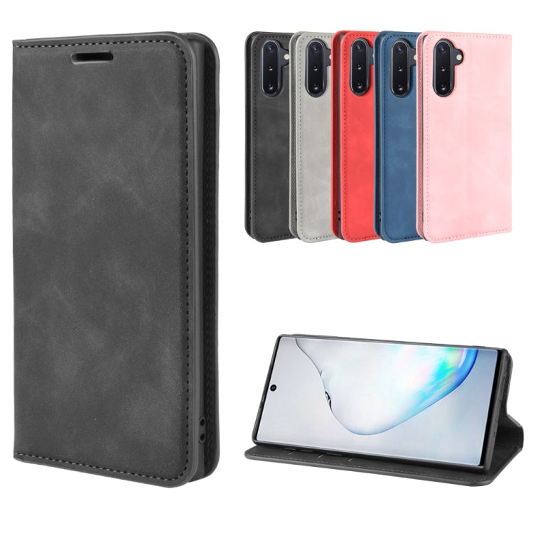 For Galaxy Note10 Retro-skin Business Magnetic Suction Leather Case with Holder & Card Slots & Wallet