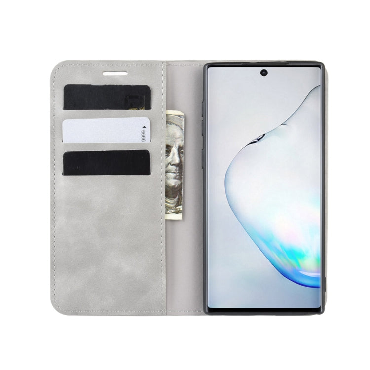 For Galaxy Note10 Retro-skin Business Magnetic Suction Leather Case with Holder & Card Slots & Wallet