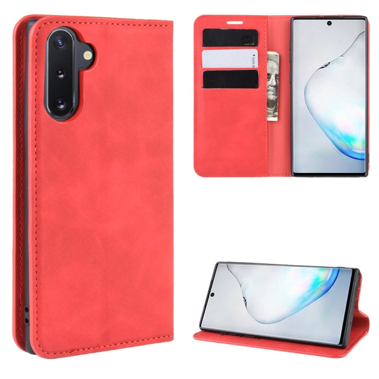 For Galaxy Note10 Retro-skin Business Magnetic Suction Leather Case with Holder & Card Slots & Wallet