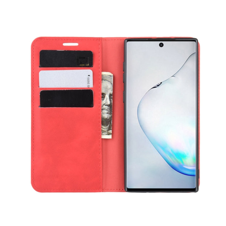 For Galaxy Note10 Retro-skin Business Magnetic Suction Leather Case with Holder & Card Slots & Wallet