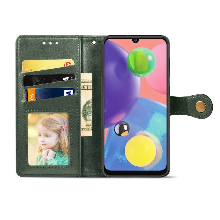 For Galaxy A70s Retro Solid Color Leather Buckle Phone Case with Lanyard & Photo Frame & Card Slot & Wallet & Stand Function