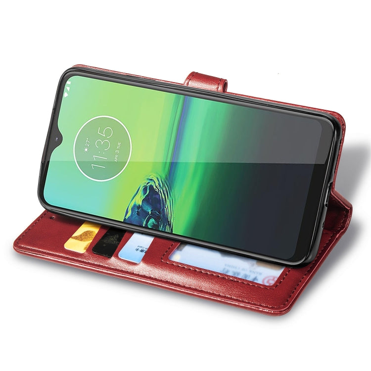 For Motorola Moto G8 Play Retro Solid Color Leather Buckle Phone Case with Lanyard & Photo Frame & Card Slot & Wallet & Stand Function