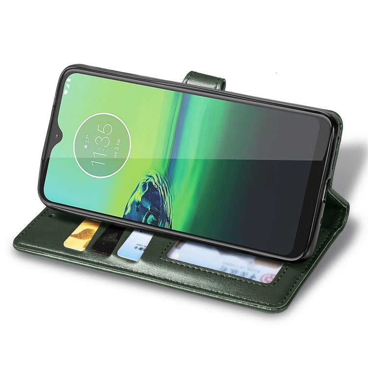 For Motorola Moto G8 Play Retro Solid Color Leather Buckle Phone Case with Lanyard & Photo Frame & Card Slot & Wallet & Stand Function