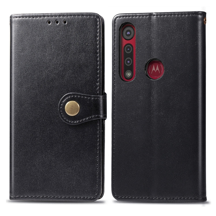 For Motorola Moto G8 Play Retro Solid Color Leather Buckle Phone Case with Lanyard & Photo Frame & Card Slot & Wallet & Stand Function