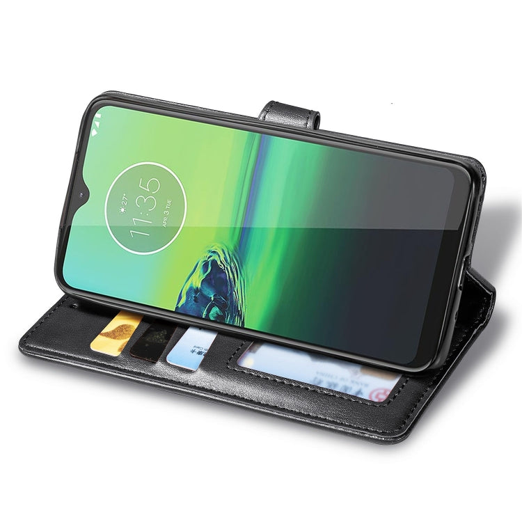 For Motorola Moto G8 Play Retro Solid Color Leather Buckle Phone Case with Lanyard & Photo Frame & Card Slot & Wallet & Stand Function