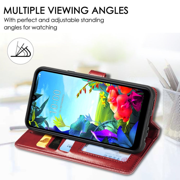 For LG K40S Retro Solid Color Leather Buckle Phone Case with Lanyard & Photo Frame & Card Slot & Wallet & Stand Function