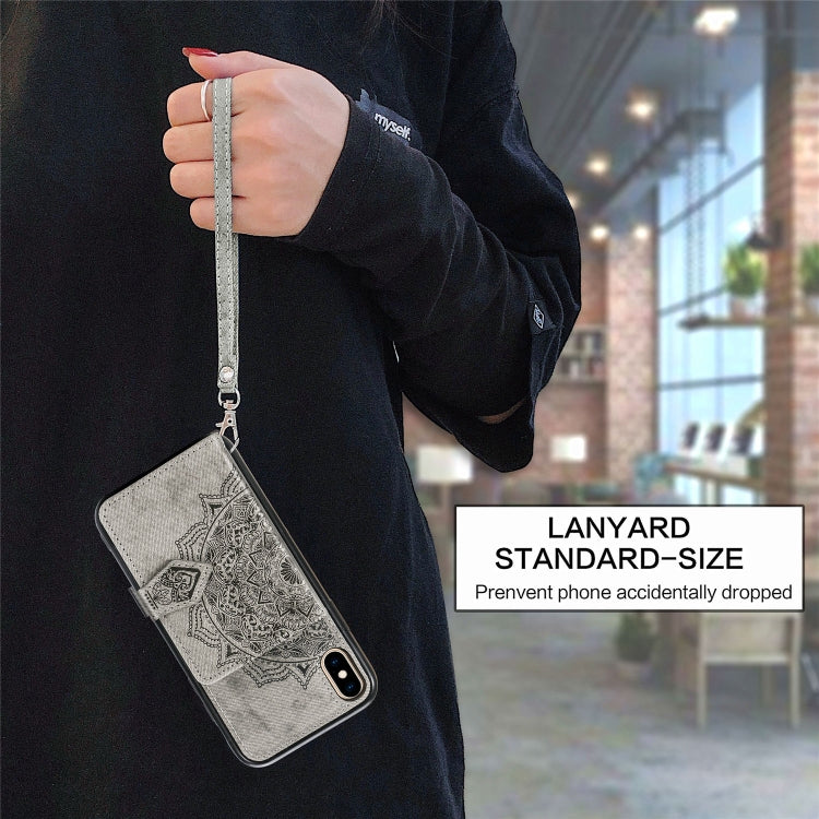 For iPhone XS Max  Mandala Embossed Magnetic Cloth PU + TPU + PC Case with Holder & Card Slots & Wallet & Photo Frame & Strap