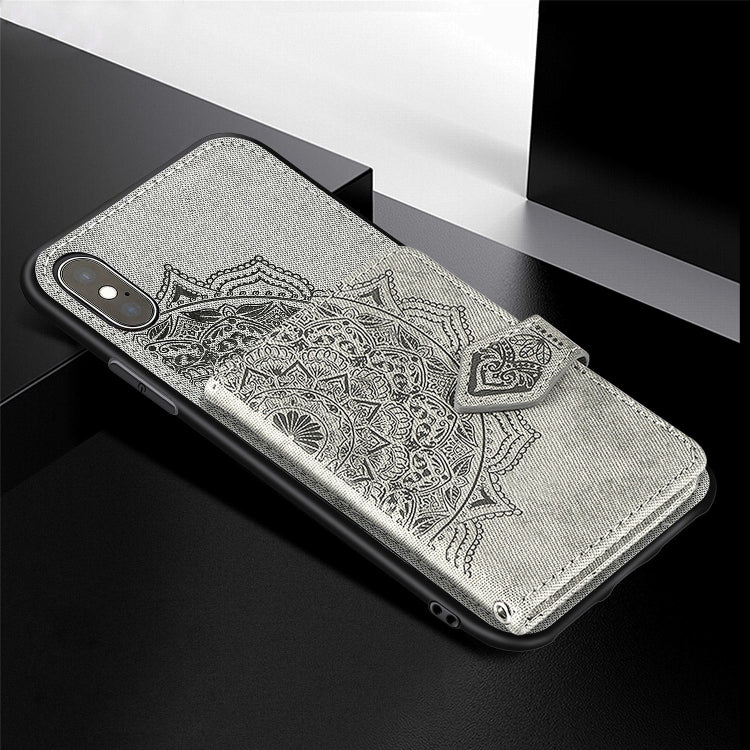 For iPhone XS Max  Mandala Embossed Magnetic Cloth PU + TPU + PC Case with Holder & Card Slots & Wallet & Photo Frame & Strap
