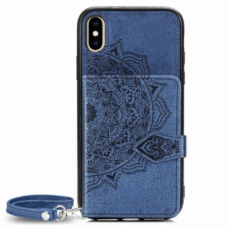 For iPhone XS Max  Mandala Embossed Magnetic Cloth PU + TPU + PC Case with Holder & Card Slots & Wallet & Photo Frame & Strap