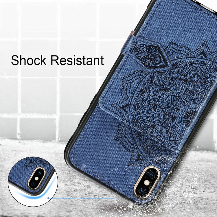 For iPhone XS Max  Mandala Embossed Magnetic Cloth PU + TPU + PC Case with Holder & Card Slots & Wallet & Photo Frame & Strap