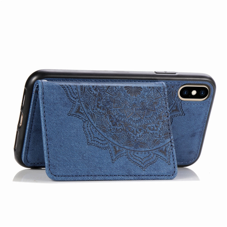For iPhone XS Max  Mandala Embossed Magnetic Cloth PU + TPU + PC Case with Holder & Card Slots & Wallet & Photo Frame & Strap