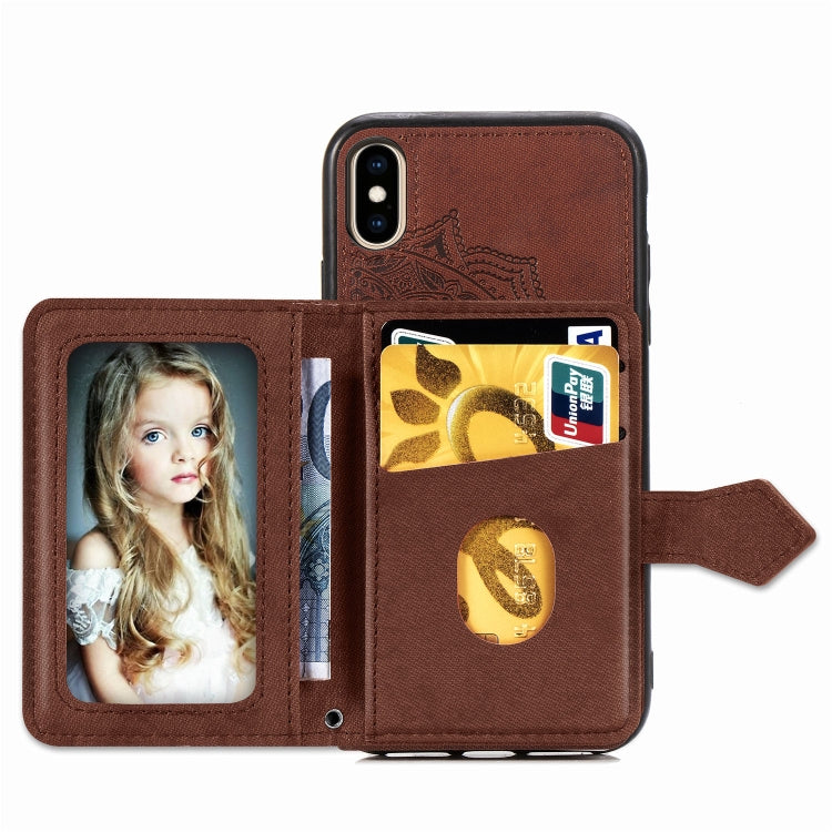For iPhone XS Max  Mandala Embossed Magnetic Cloth PU + TPU + PC Case with Holder & Card Slots & Wallet & Photo Frame & Strap