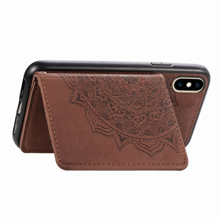 For iPhone XS Max  Mandala Embossed Magnetic Cloth PU + TPU + PC Case with Holder & Card Slots & Wallet & Photo Frame & Strap