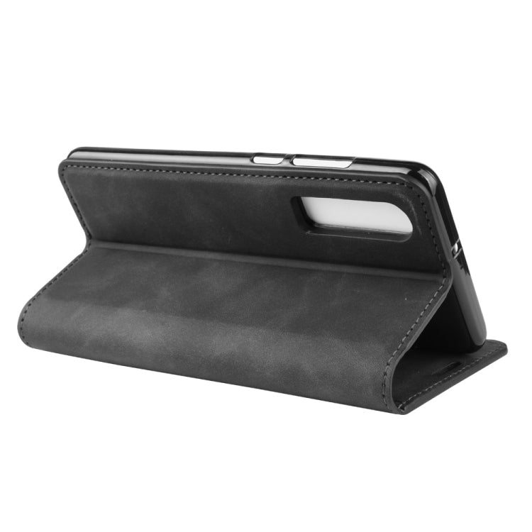 For Huawei P30 Retro-skin Business Magnetic Suction Leather Case with Holder & Card Slots & Wallet