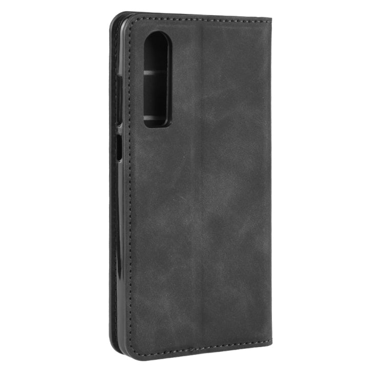 For Huawei P30 Retro-skin Business Magnetic Suction Leather Case with Holder & Card Slots & Wallet