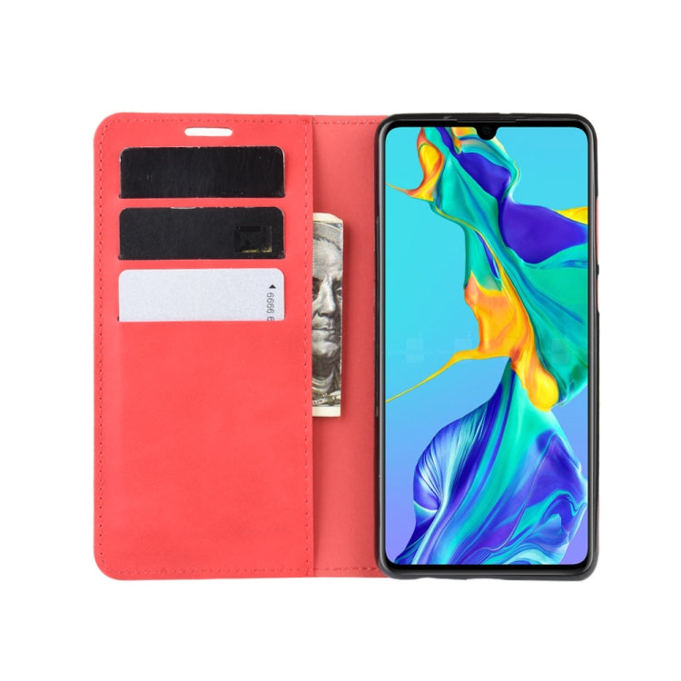 For Huawei P30 Retro-skin Business Magnetic Suction Leather Case with Holder & Card Slots & Wallet
