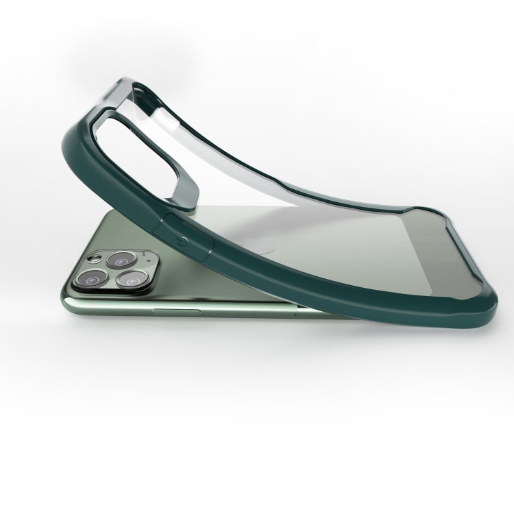 For iPhone 11 Pro Max Transparent PC + TPU Full Coverage Shockproof Protective Case(Dark Green)