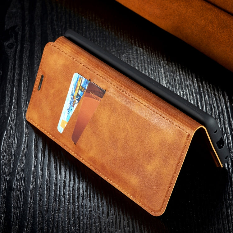 Retro Simple Ultra-thin Magnetic Leather Case with Holder & Card Slots & Lanyard for Huawei Maimang 7