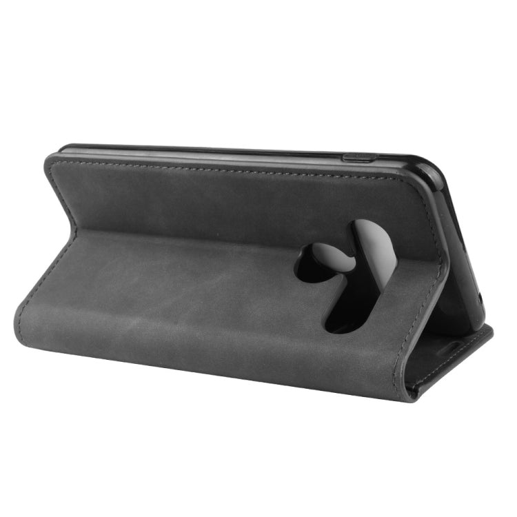 For LG G8S ThinQ  Retro-skin Business Magnetic Suction Leather Case with Holder & Card Slots & Wallet