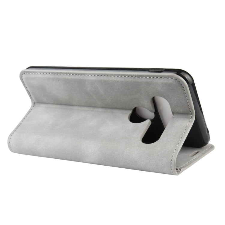 For LG G8S ThinQ  Retro-skin Business Magnetic Suction Leather Case with Holder & Card Slots & Wallet