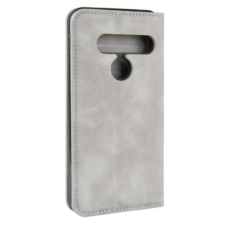 For LG G8S ThinQ  Retro-skin Business Magnetic Suction Leather Case with Holder & Card Slots & Wallet