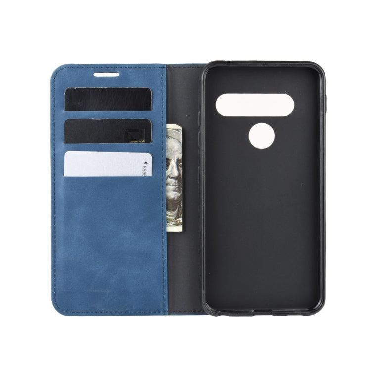 For LG G8S ThinQ  Retro-skin Business Magnetic Suction Leather Case with Holder & Card Slots & Wallet